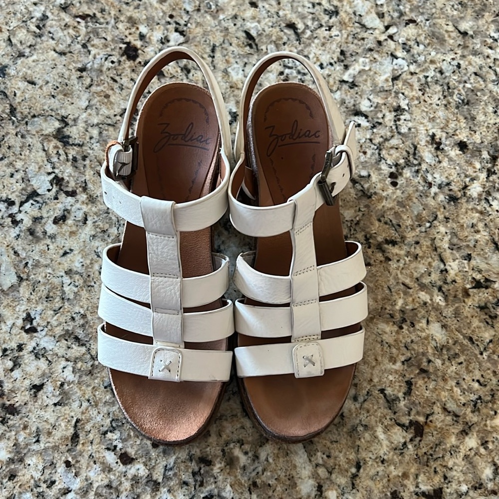 From Zodiac, the Leena Leather Block Heel Gladiator Sandals
